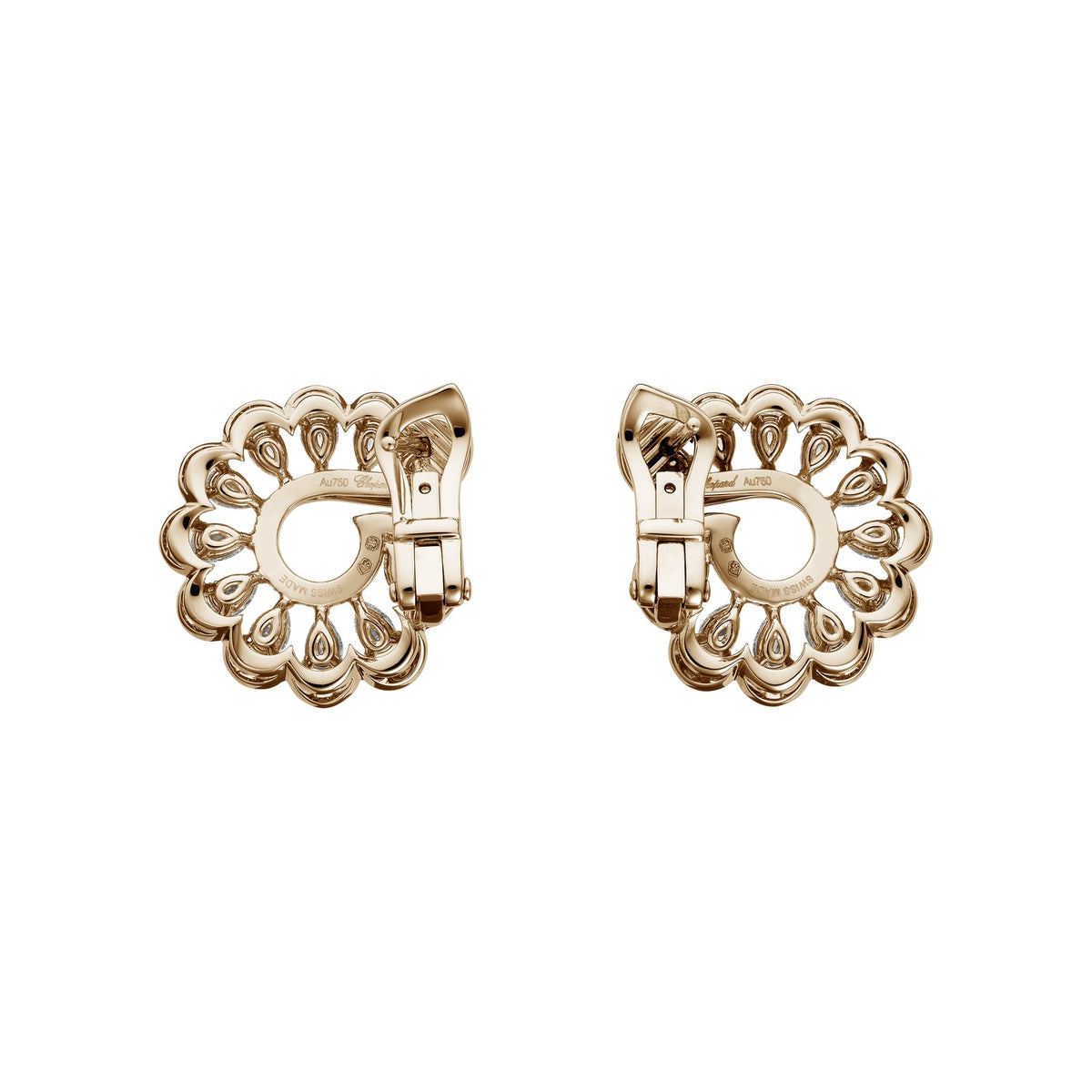 Chopard Precious Lace earrings in 18k ethical rose gold with diamonds view 4