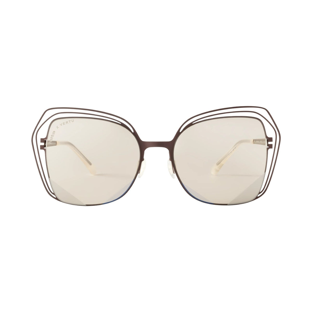 VERTU ESSENCE V LAYERED HOLLOW-OUT SUNGLASSES BROWN, view 1