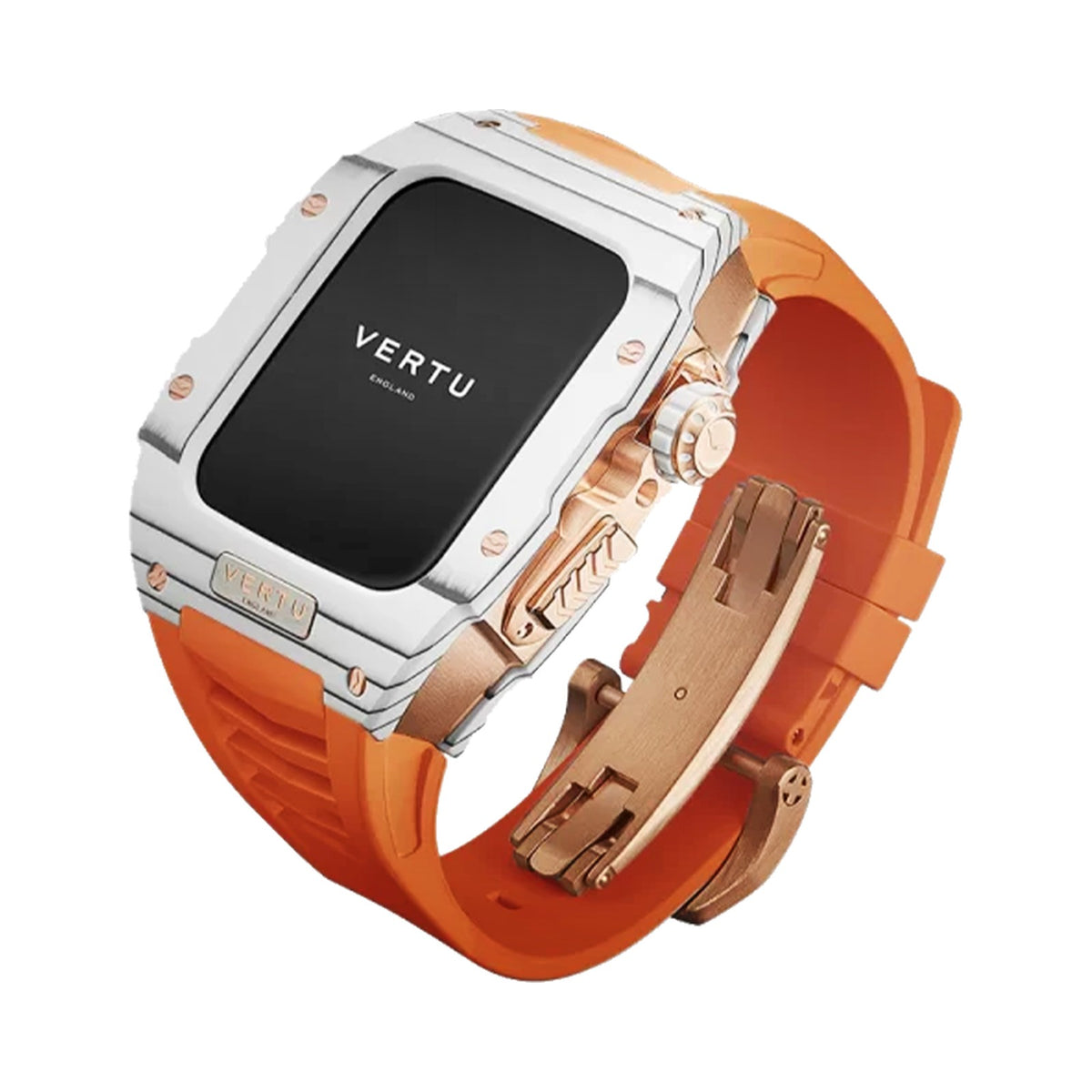 VERTU FUSION WATCH WHITE GOLD ORANGE STRAP, view 1