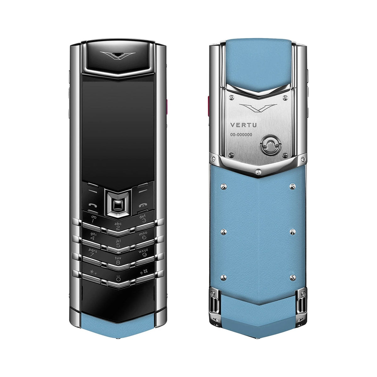 VERTU SIGNATURE S+ PHONE WHITE STEEL POWDER BLUE CALFSKIN, view 2