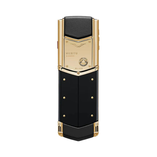 VERTU SIGNATURE V PHONE BESPOKE GOLD PURE BLACK CALFSKIN, view 2