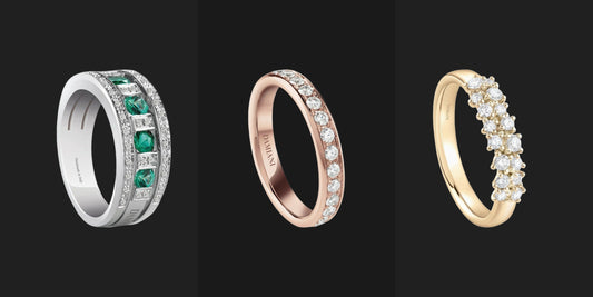 Damiani rings in white, rose and yellow gold