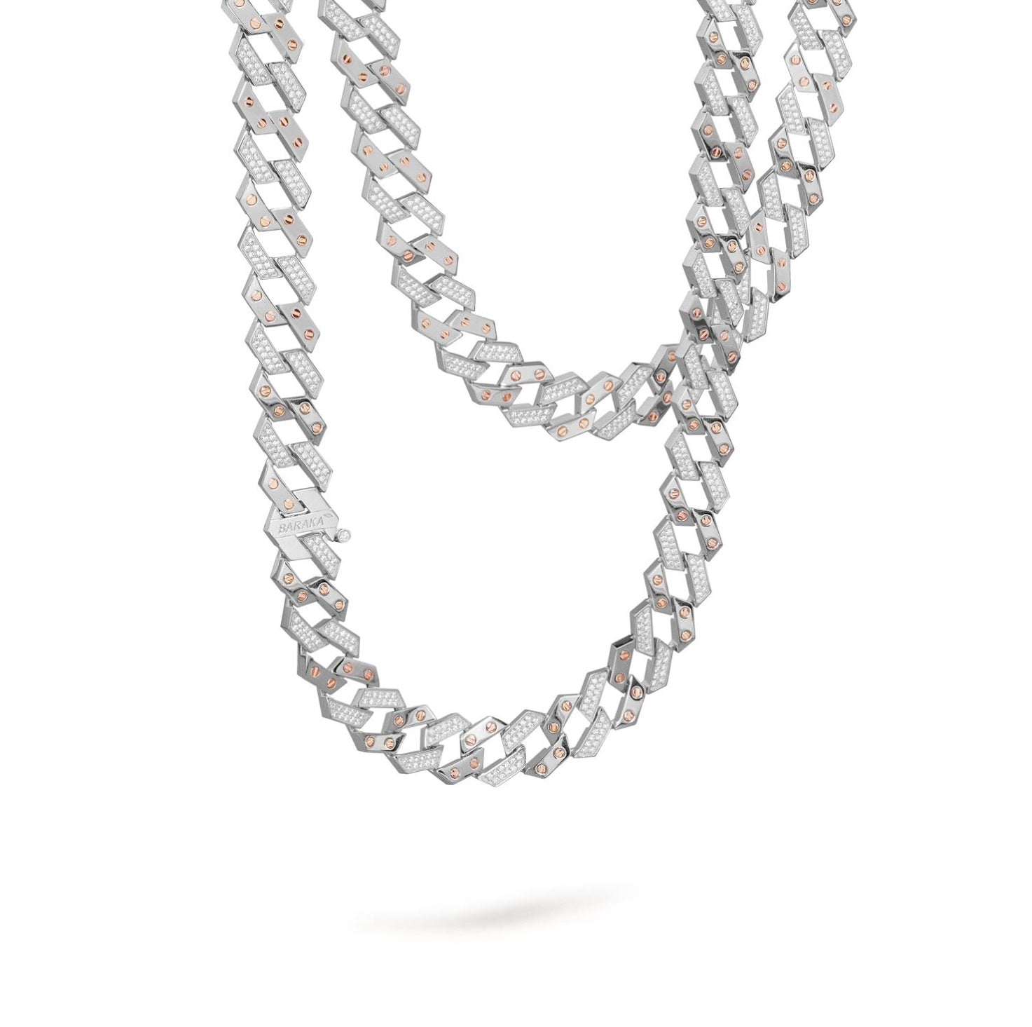 Baraka Ritmika Chain GC324011BRDB, a men's chain in rose and white gold set with diamonds