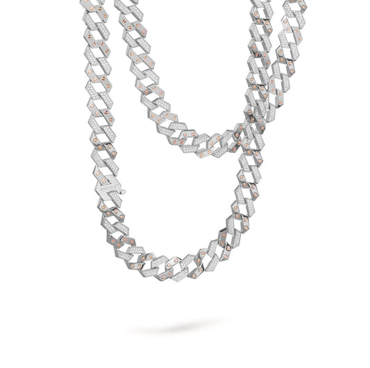 Baraka Ritmika Chain GC324011BRDB, a men's chain in rose and white gold set with diamonds