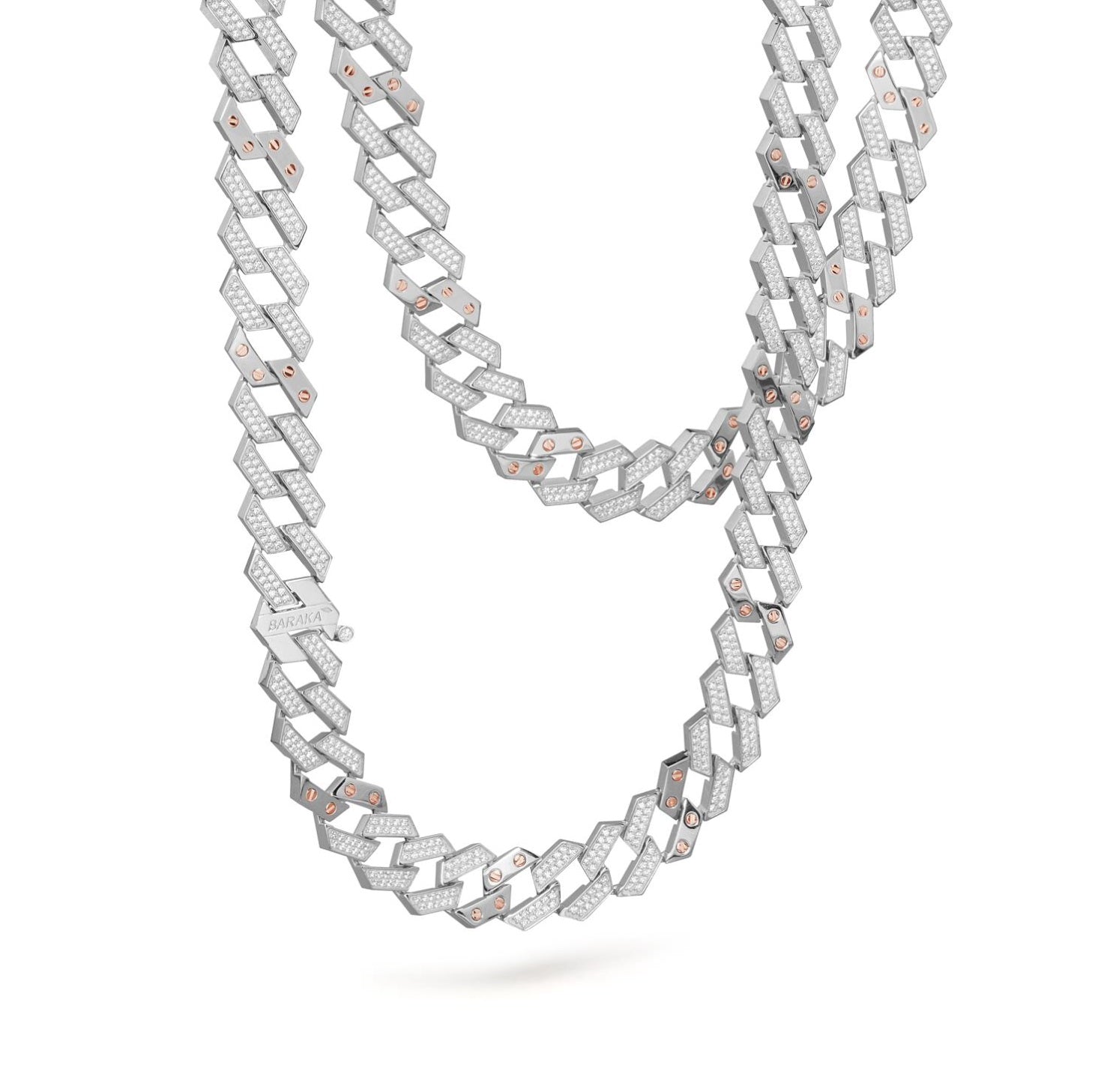 Baraka Ritmika Chain GC324001BRDB, a men's chain in rose and white gold set with diamonds
