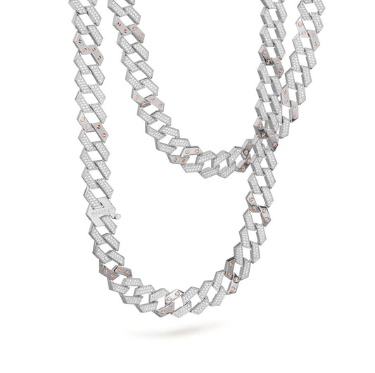 Baraka Ritmika Chain GC324001BRDB, a men's chain in rose and white gold set with diamonds
