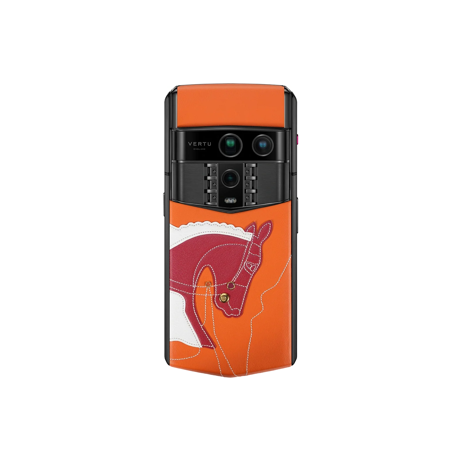 VERTU AGENT Q PHONE SANCAI HORSE COLLECTION GREEN CALFSKIN, close-up of the case with calf leather case