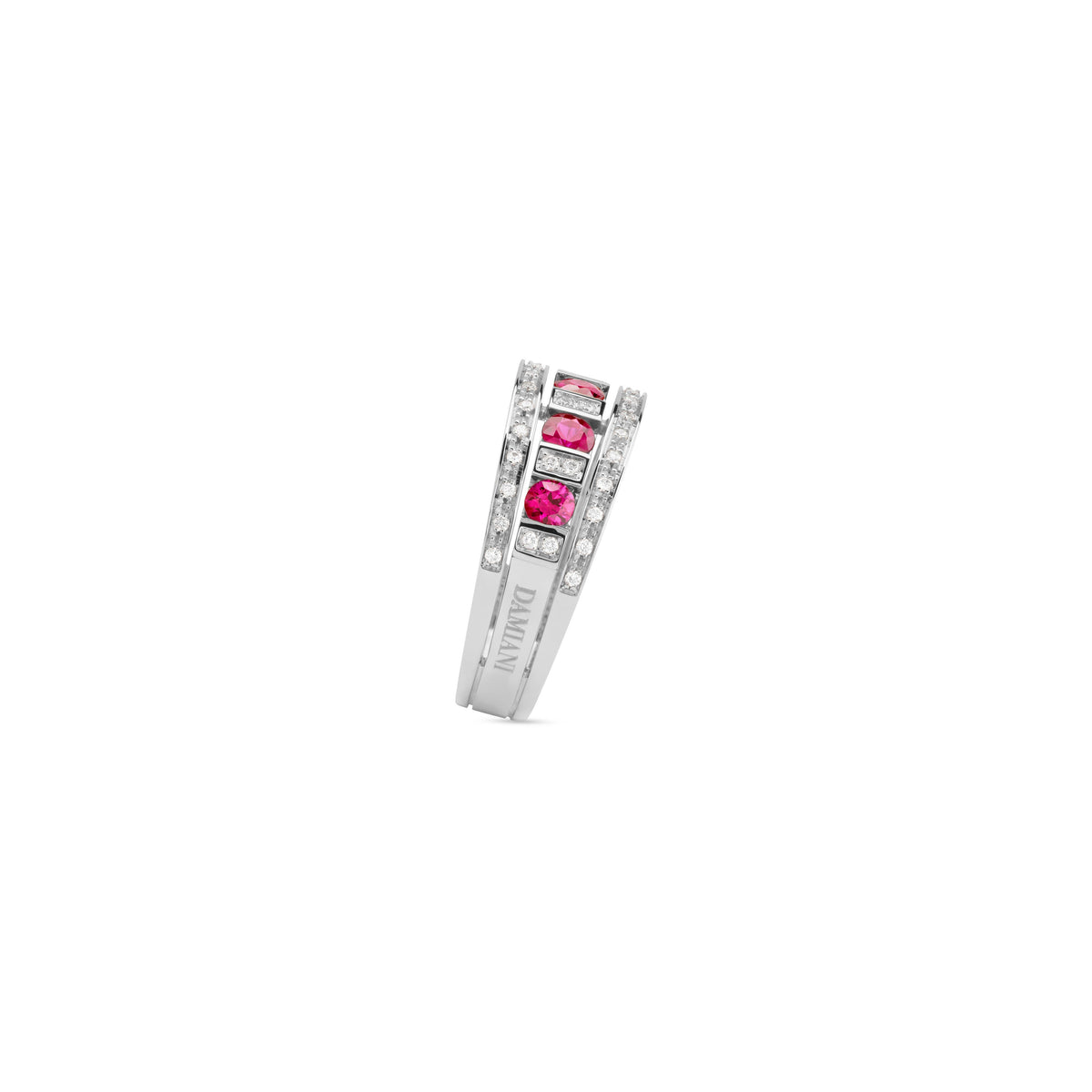 Damiani Belle Epoque Ring 20039700, An 18k white gold ring set with diamonds and rubies