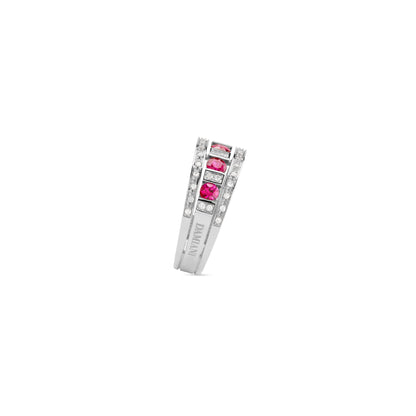 Damiani Belle Epoque Ring 20039700, An 18k white gold ring set with diamonds and rubies