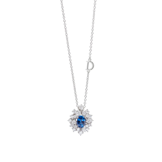 Damiani Mimosa Necklace 20071697, An 18k white gold necklace set with diamonds and sapphires