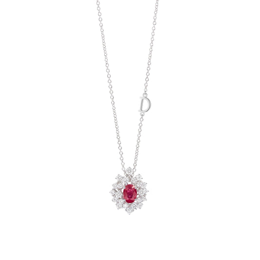 Damiani Mimosa Necklace 20071700, An 18k white gold necklace set with diamonds and rubies
