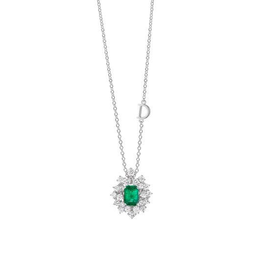 Damiani Mimosa Necklace 20071701, An 18k white gold necklace set with diamonds and emeralds