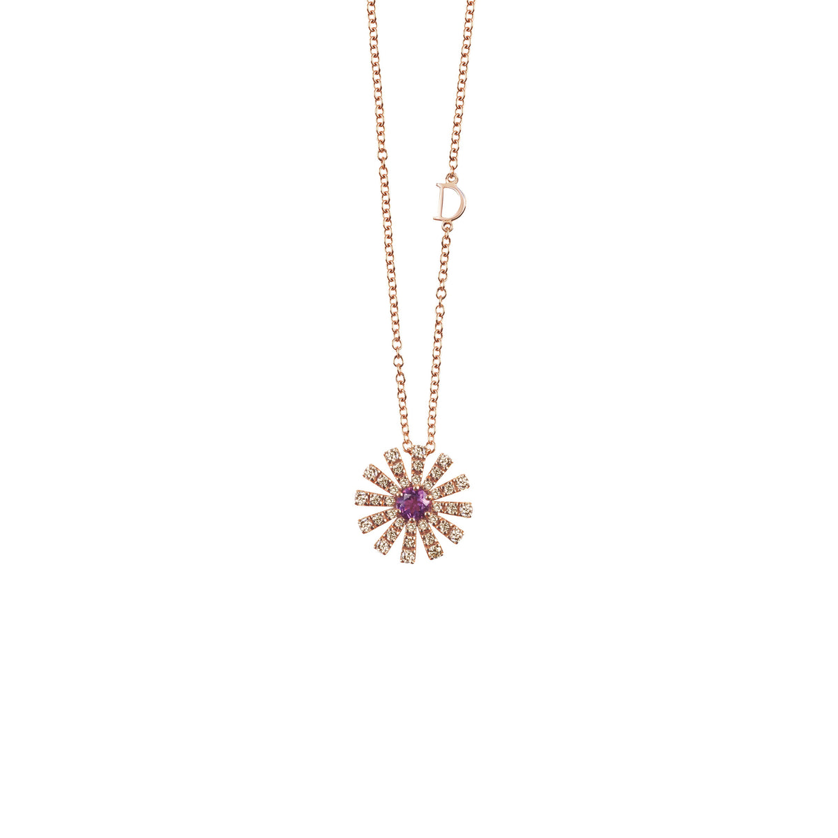 Damiani Margherita Necklace 20072766, An 18k rose gold necklace set with brown diamonds and amethyst