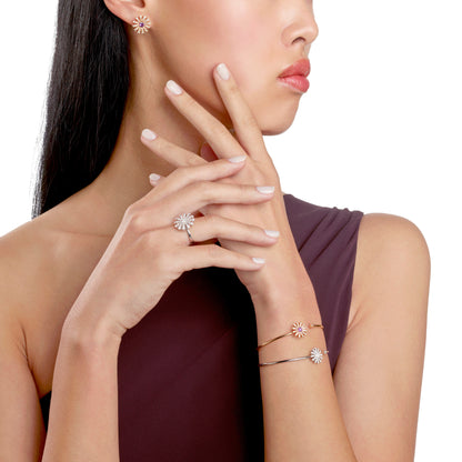 Damiani Margherita Earrings 20072767, Pink gold, brown diamonds and amethyst earrings, 14 mm