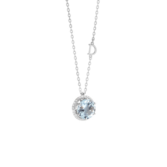 Damiani Minou Necklace 20072792, An 18k white gold necklace set with diamonds and aquamarine