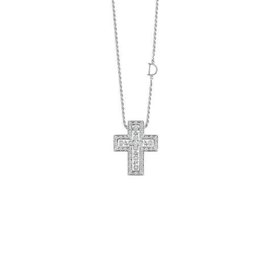 Damiani Belle Epoque Cross 20073457, An 18k white gold cross pendant set with diamonds
