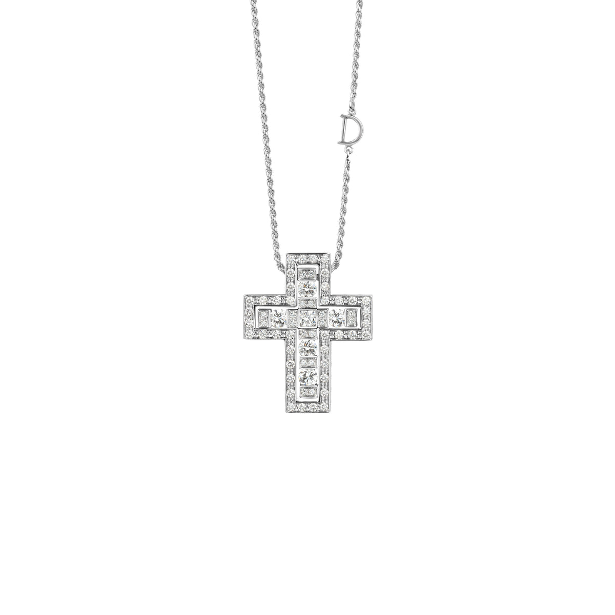 Damiani Belle Epoque Cross 20073470, White gold and diamonds necklace