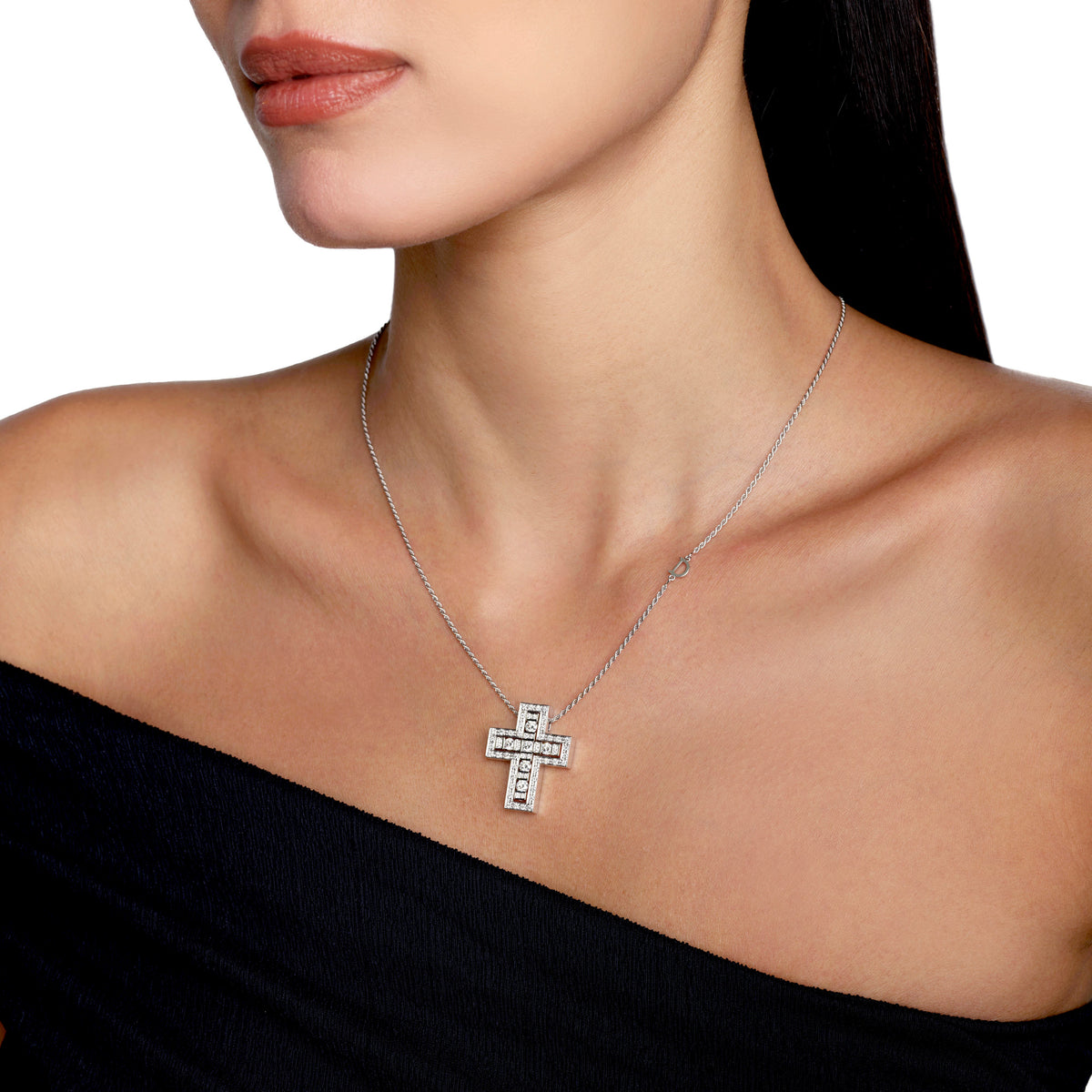 Damiani Belle Epoque Cross 20073470, White gold and diamonds necklace