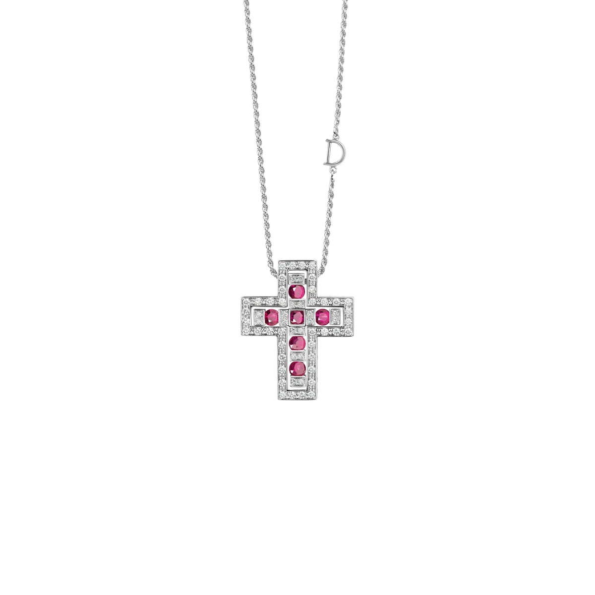 Damiani Belle Epoque Cross 20073472, White gold, diamonds and rubies necklace
