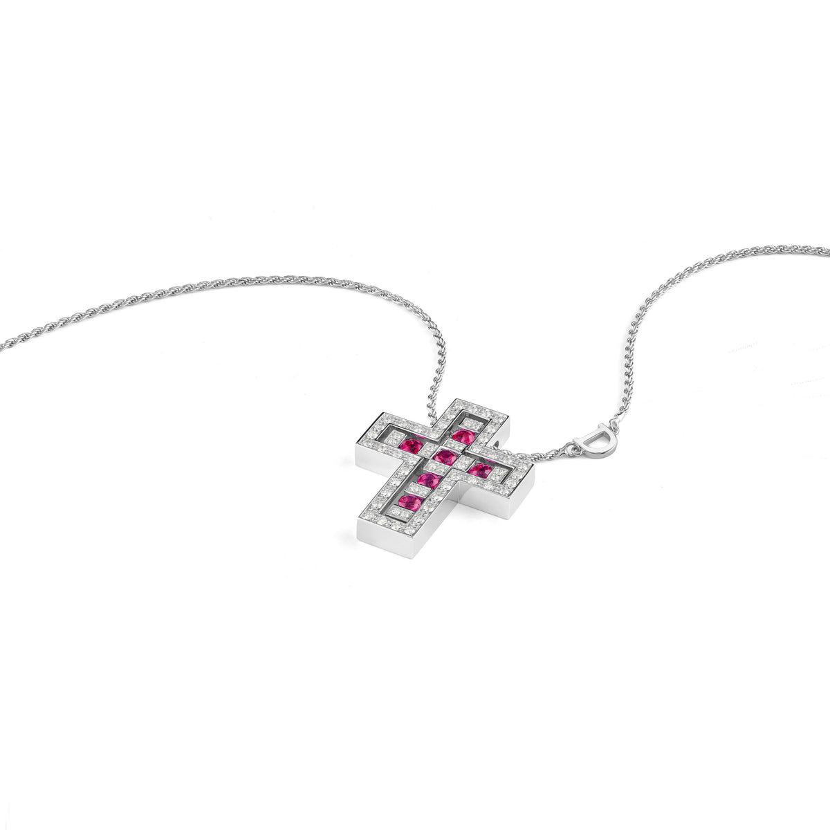 Damiani Belle Epoque Cross 20073472, White gold, diamonds and rubies necklace