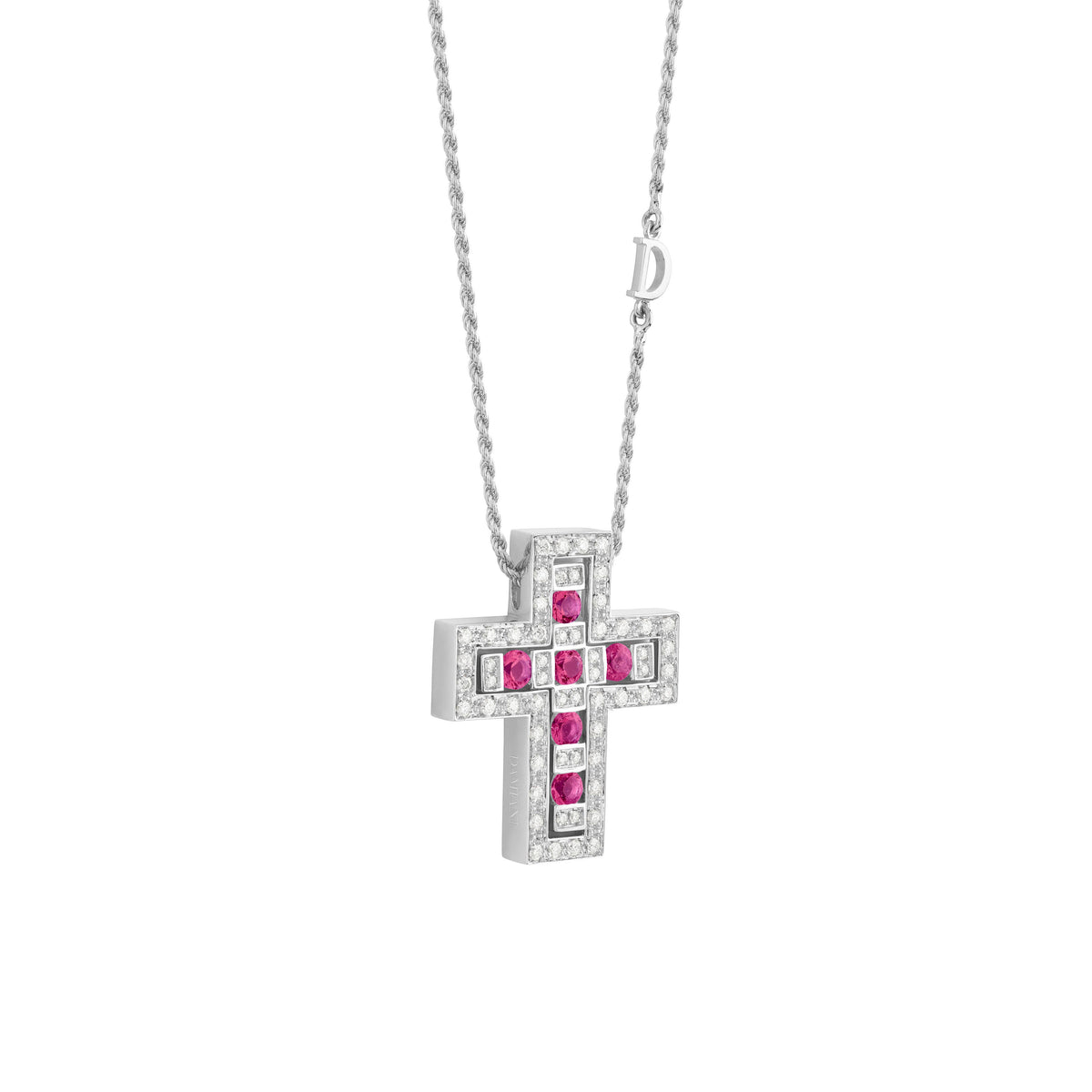 Damiani Belle Epoque Cross 20073472, White gold, diamonds and rubies necklace