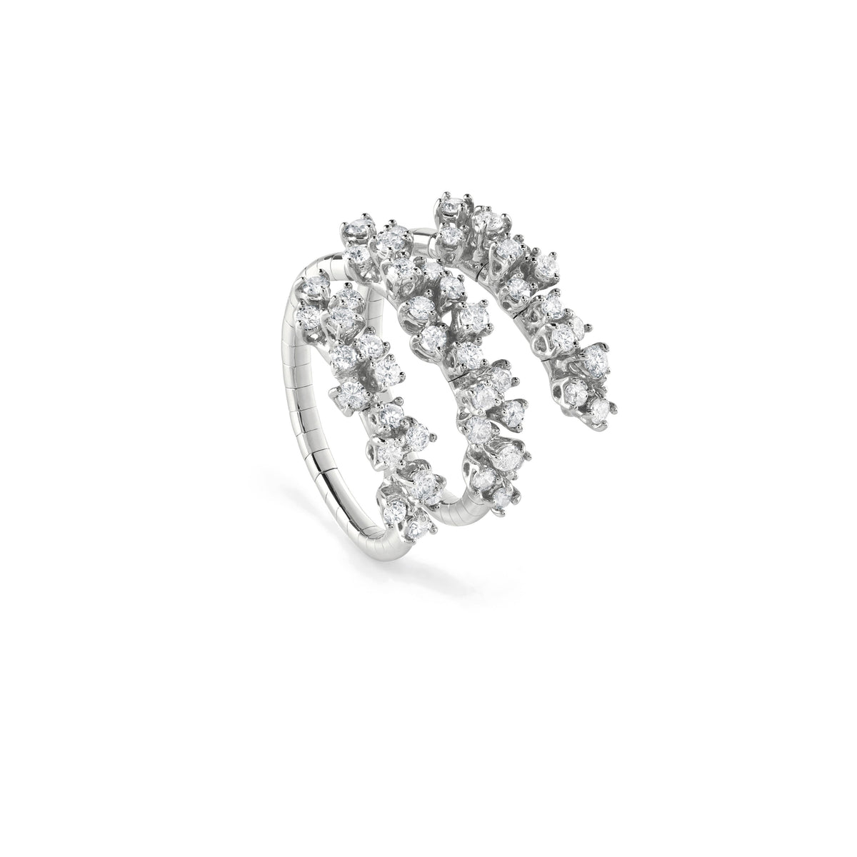 Damiani Mimosa Ring 20078477, Wrap-Around Ring in White Gold and Diamonds