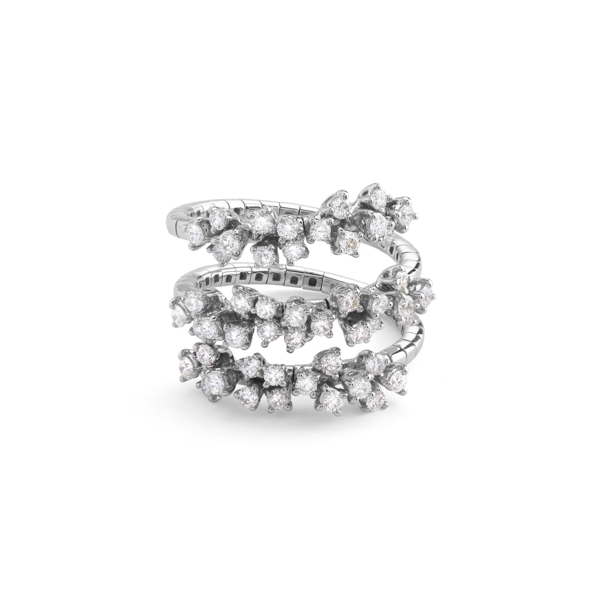 Damiani Mimosa Ring 20078477, Wrap-Around Ring in White Gold and Diamonds