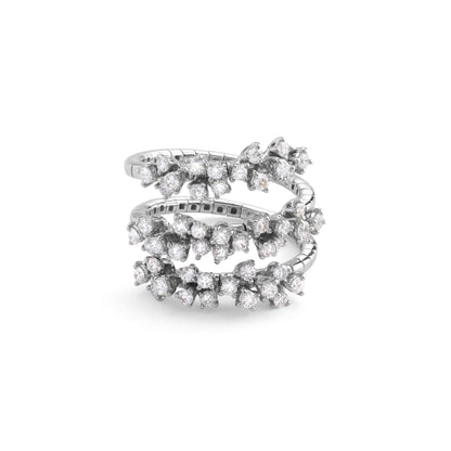 Damiani Mimosa Ring 20078477, Wrap-Around Ring in White Gold and Diamonds