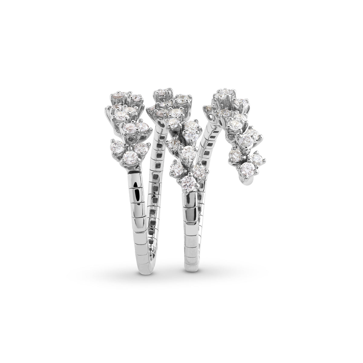 Damiani Mimosa Ring 20078477, Wrap-Around Ring in White Gold and Diamonds