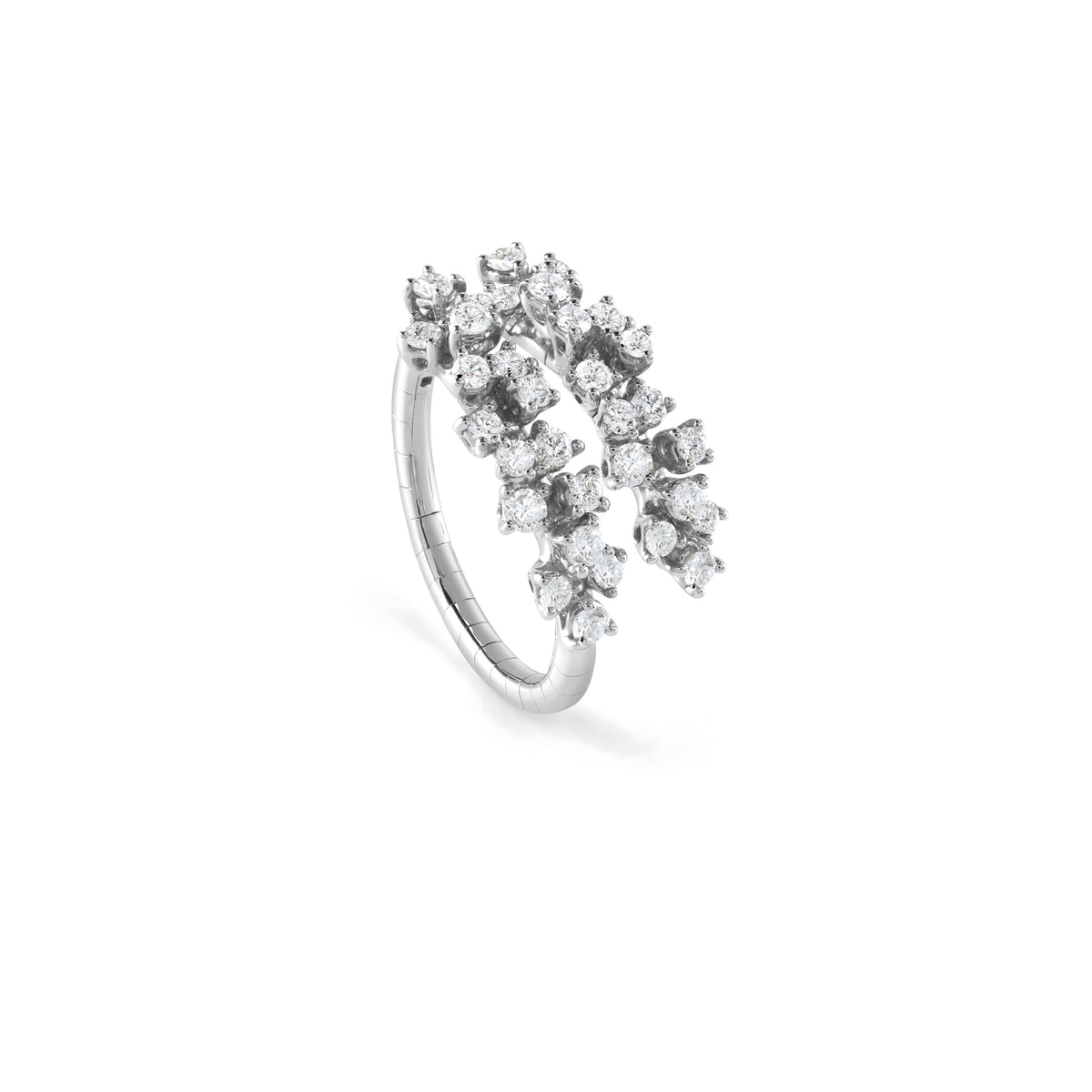 Damiani Mimosa Ring 20078486, Bypass Ring in White Gold and Diamonds