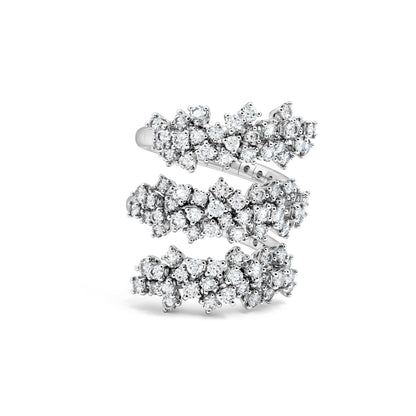 Damiani Mimosa Ring 20078496, Bypass Ring in White Gold with Cascading Diamond Clusters