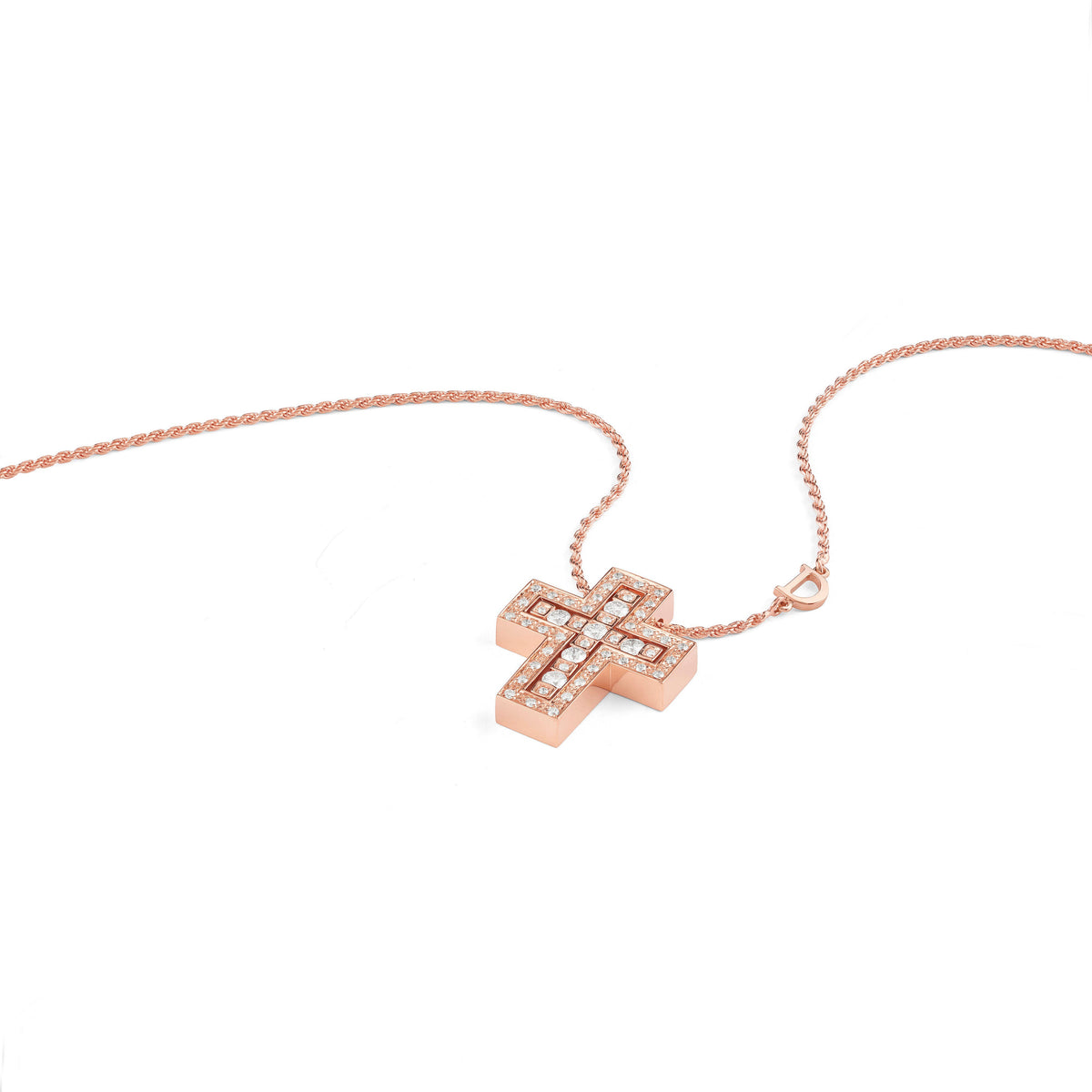 Damiani Belle Epoque Cross 20079802, An 18k rose gold cross pendant set with diamonds