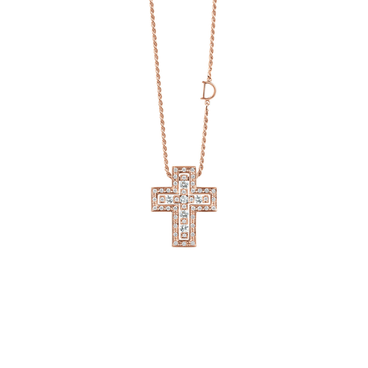 Damiani Belle Epoque Cross 20079802, An 18k rose gold cross pendant set with diamonds