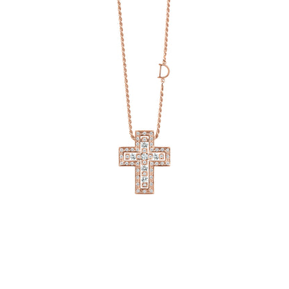 Damiani Belle Epoque Cross 20079802, An 18k rose gold cross pendant set with diamonds