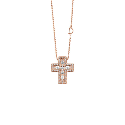 Damiani Belle Epoque Cross 20079802, An 18k rose gold cross pendant set with diamonds