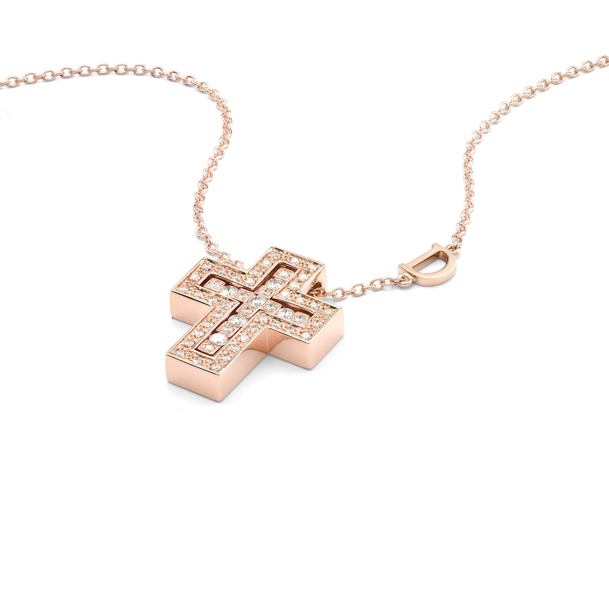 Damiani Belle Epoque Cross 20079802, An 18k rose gold cross pendant set with diamonds