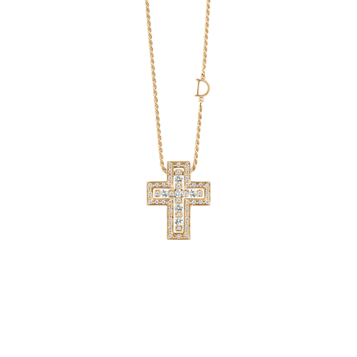 Damiani Belle Epoque Cross 20079804, An 18k yellow gold cross pendant set with diamonds