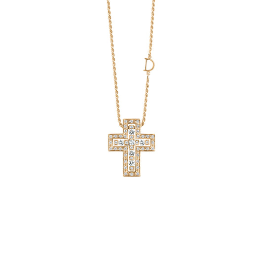 Damiani Belle Epoque Cross 20079804, An 18k yellow gold cross pendant set with diamonds