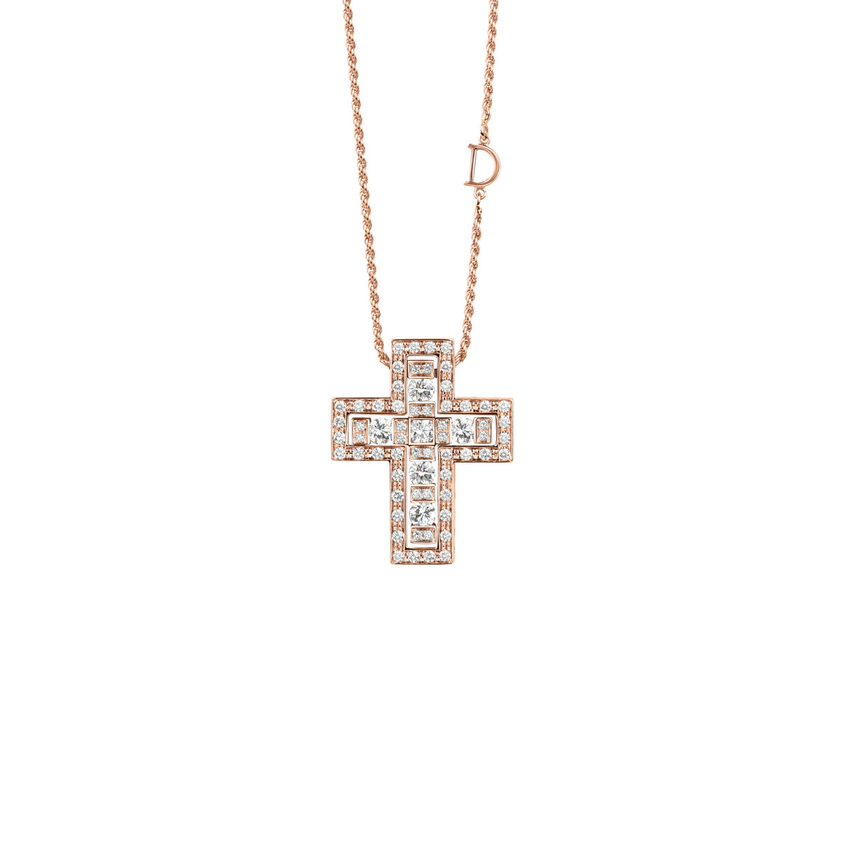 Damiani Belle Epoque Cross 20079806, Pink gold and diamonds necklace