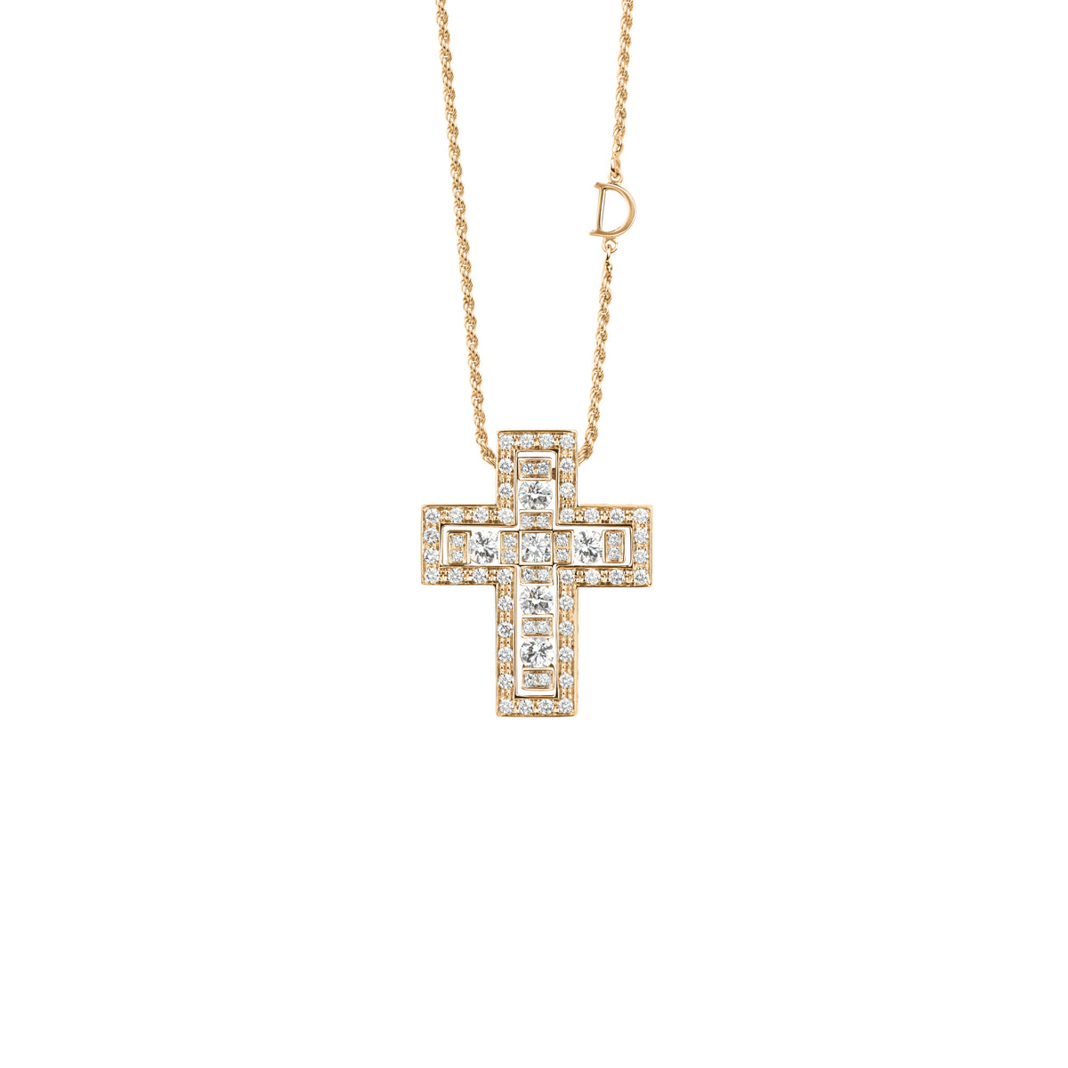 Damiani Belle Epoque Cross 20079808, An 18k yellow gold cross pendant set with diamonds