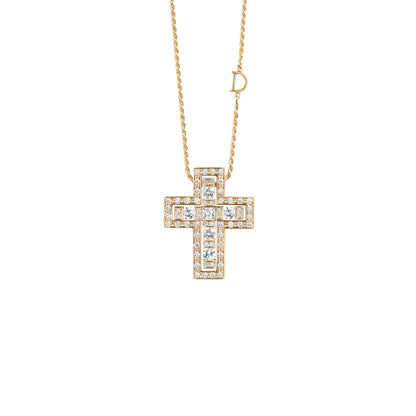Damiani Belle Epoque Cross 20079808, An 18k yellow gold cross pendant set with diamonds
