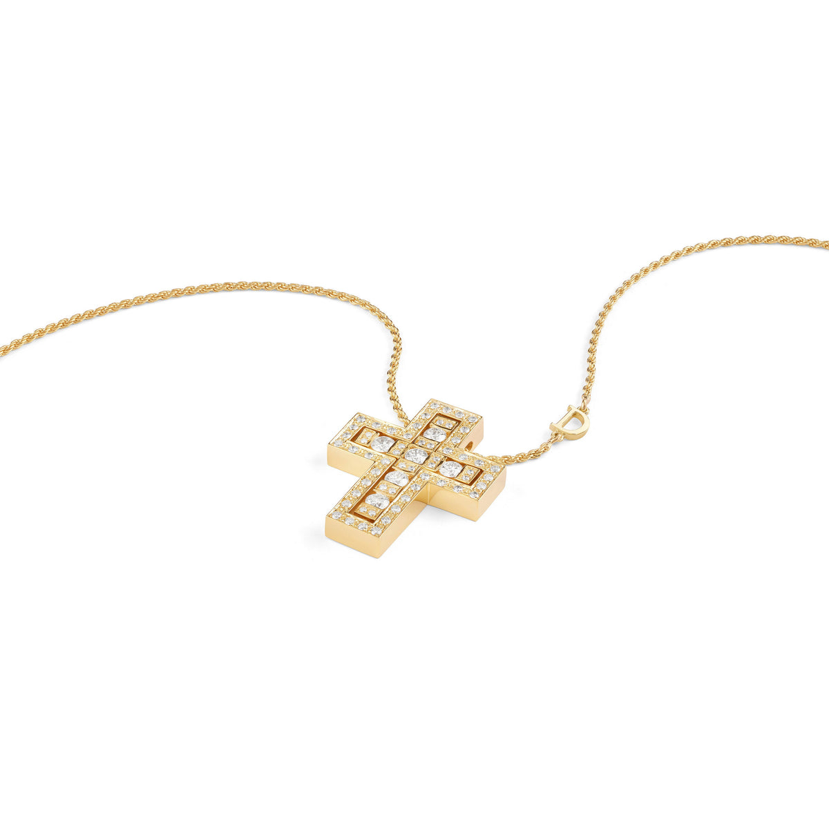 Damiani Belle Epoque Cross 20079808, An 18k yellow gold cross pendant set with diamonds