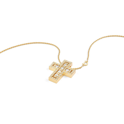 Damiani Belle Epoque Cross 20079808, An 18k yellow gold cross pendant set with diamonds