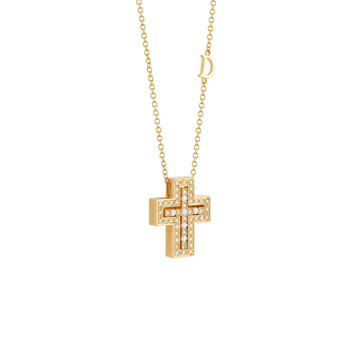 Damiani Belle Epoque Cross 20083491, Yellow gold and diamonds necklace