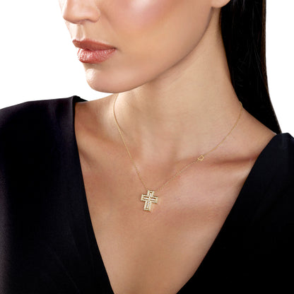 Damiani Belle Epoque Cross 20083491, Yellow gold and diamonds necklace