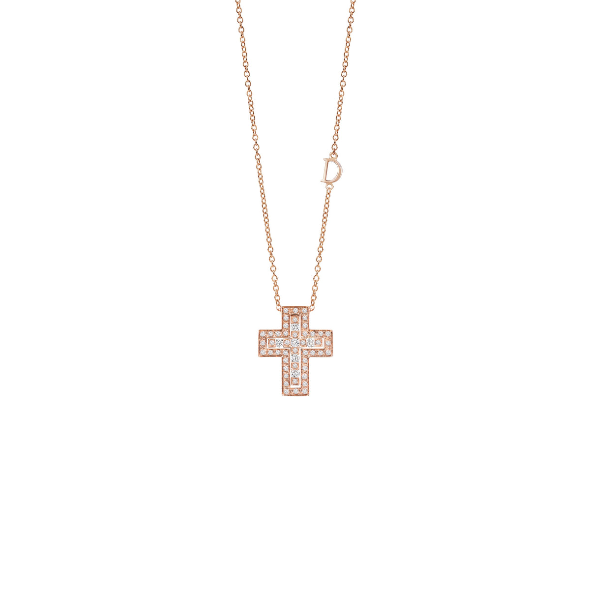 Damiani Belle Epoque Cross 20083492, Pink gold and diamonds necklace