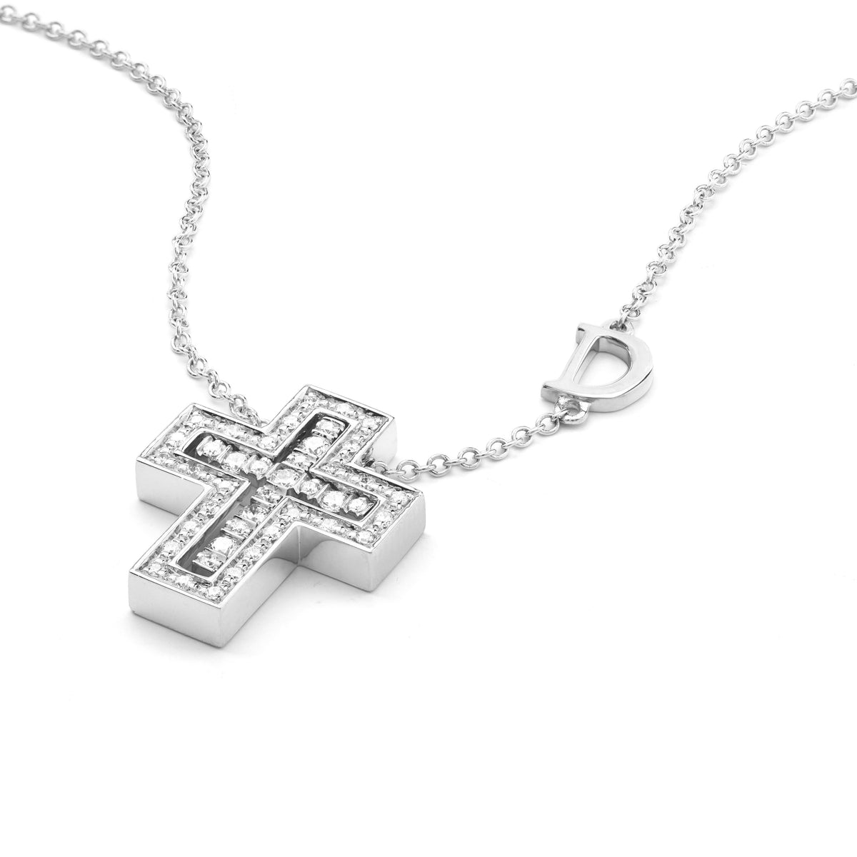 Damiani Belle Epoque Cross 20083507, An 18k white gold cross pendant set with diamonds