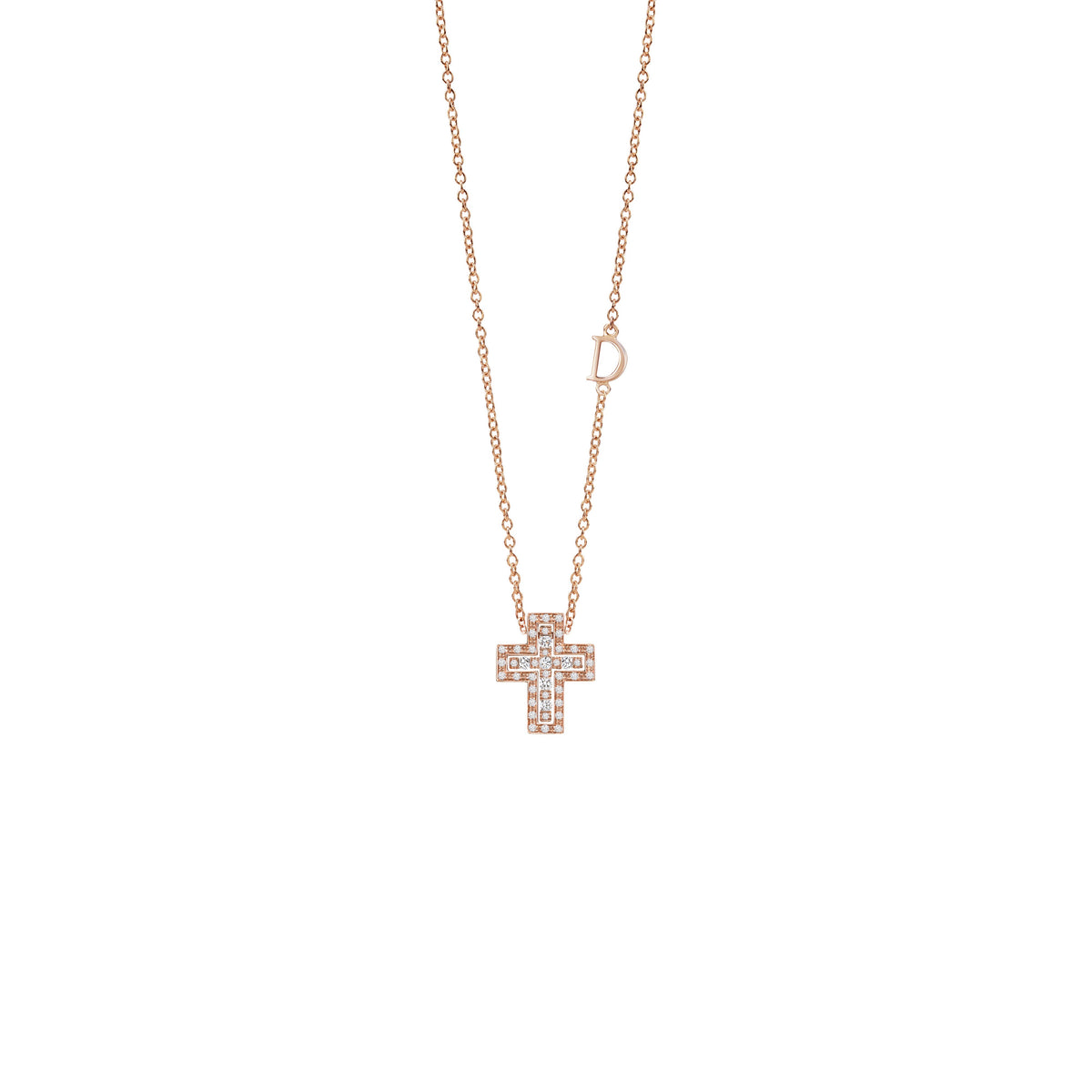 Damiani Belle Epoque Cross 20083570, An 18k rose gold cross pendant set with diamonds