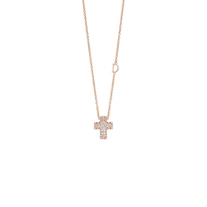 Damiani Belle Epoque Cross 20083570, An 18k rose gold cross pendant set with diamonds