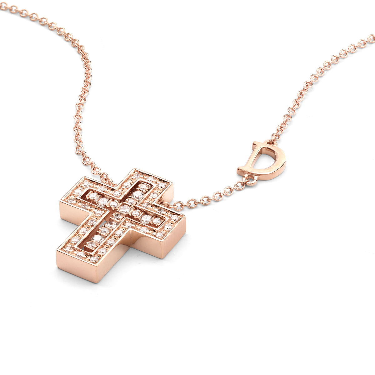 Damiani Belle Epoque Cross 20083570, An 18k rose gold cross pendant set with diamonds